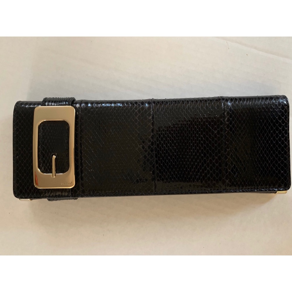 Authentic Gucci wallet clutch black python skin